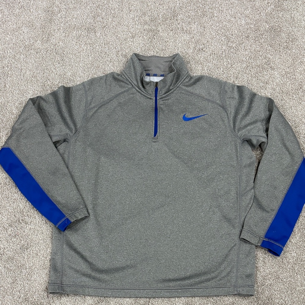 Nike Men's Gray Pullover with Blue Accents